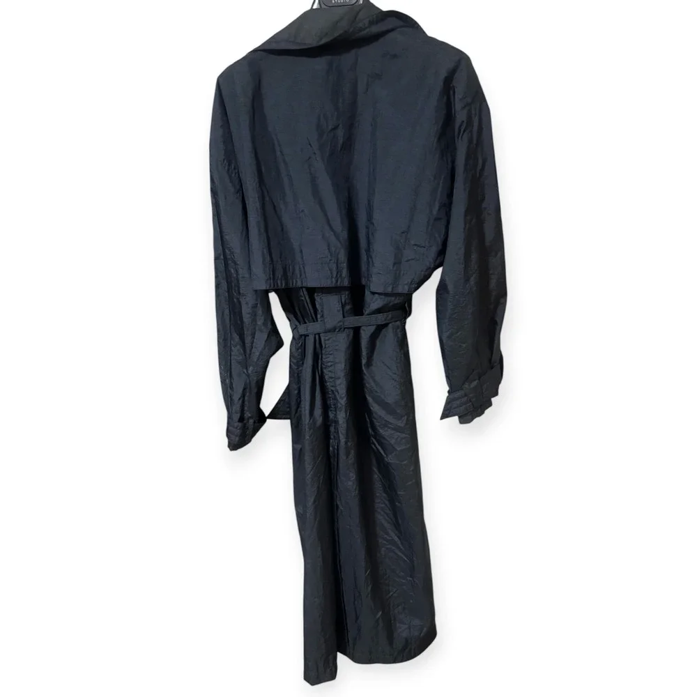 Carol Cohen Drizzle VTG Nylon Trench Coat oversized Rain Jacket Sz L belted